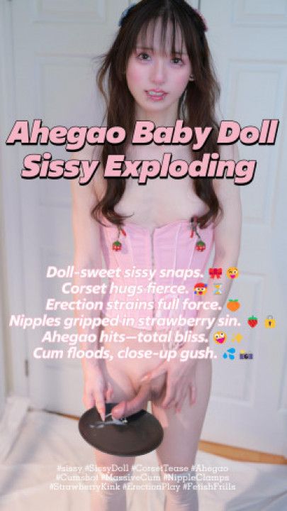 Ahegao Baby Doll cute Sissy Corset Cum CloseUps Erection
