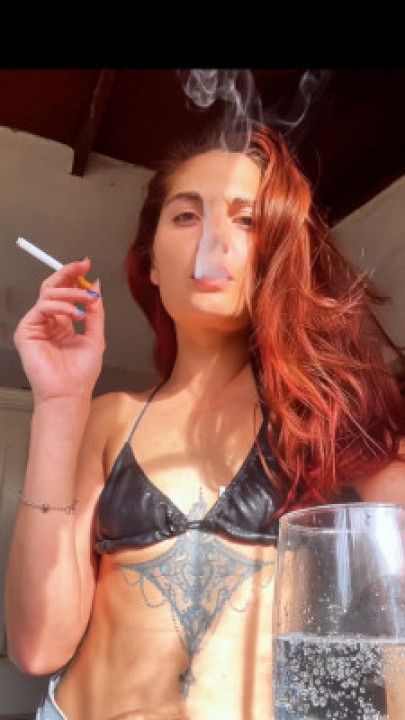 Close Up Cigarette Smoking: Eye Contact, Swirling Smoke &amp; Se