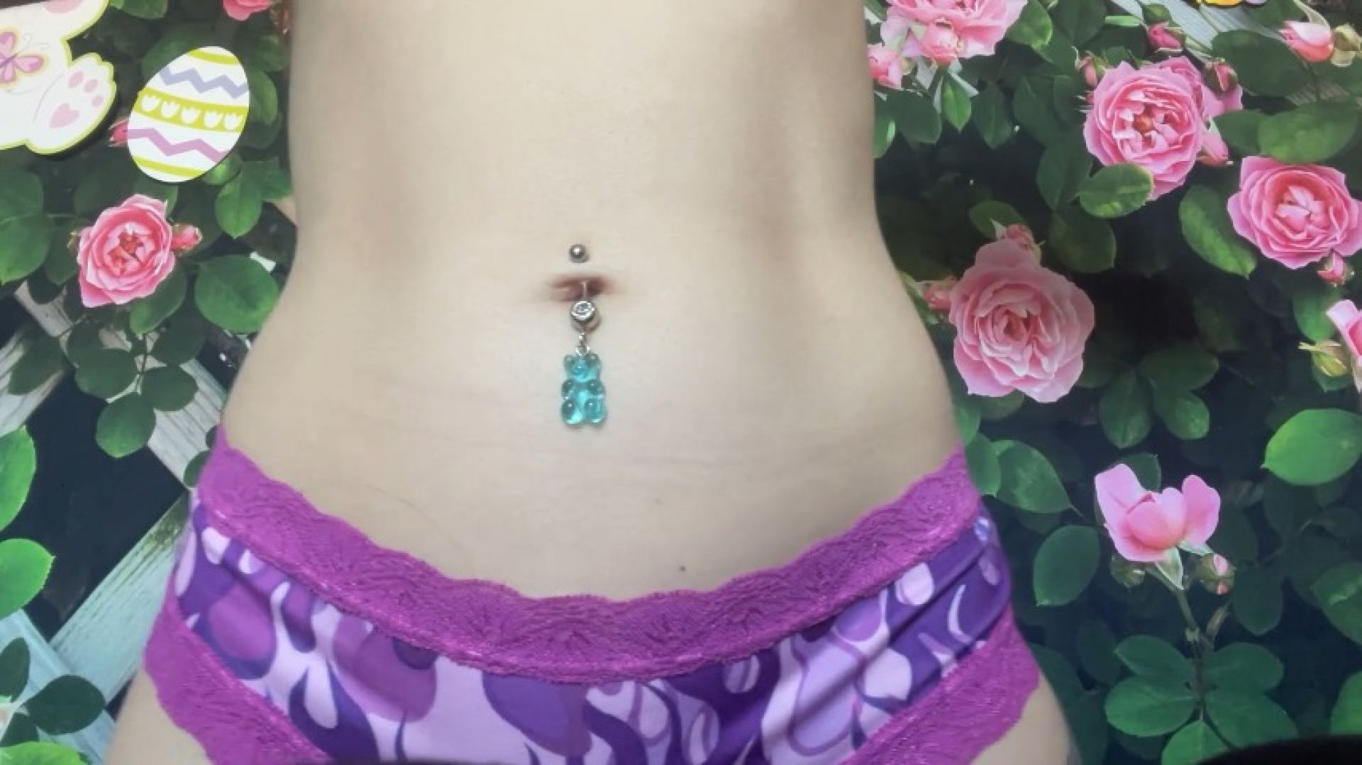 Blue Gummy Bear Dangle Belly Button Fingering