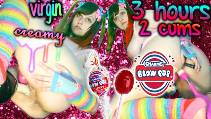 Virgin Blow Pop NO MAKE-UP 2CUMS BlowJob