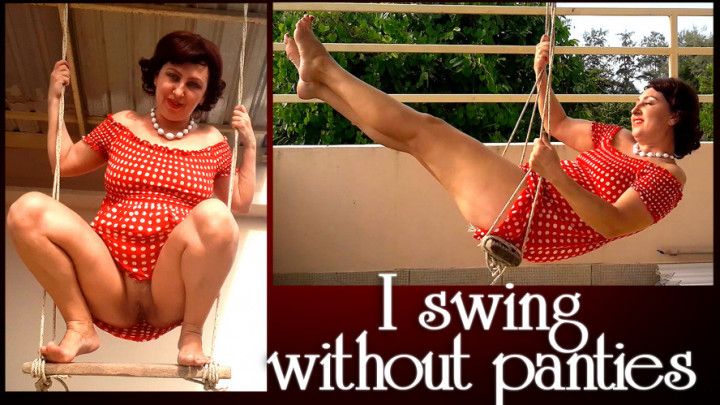 Regina Noir swinging without panties on a swing outdoors FUL