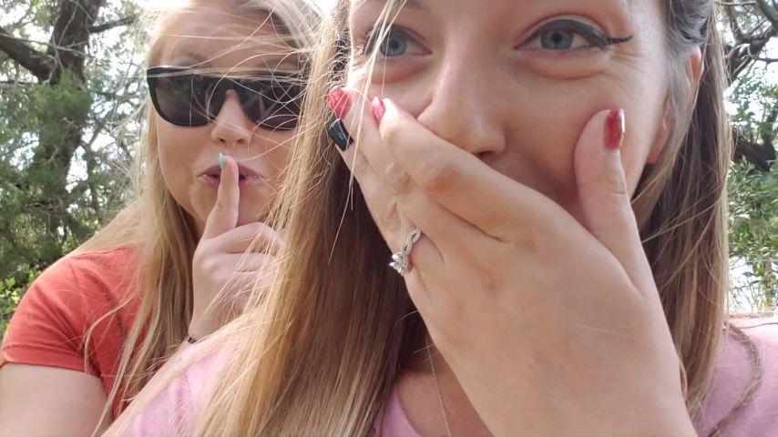 Girls Almost Caught Fingering in Public