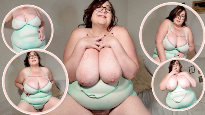 Busty BBW Milf Models Sheer Mint Dress