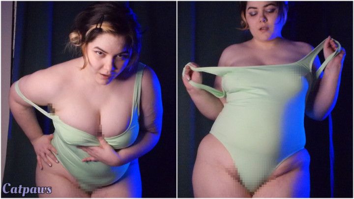 Lime Green Swimsuit Striptease