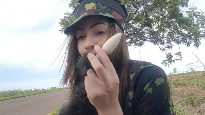 fingering butt plug and oil tits public