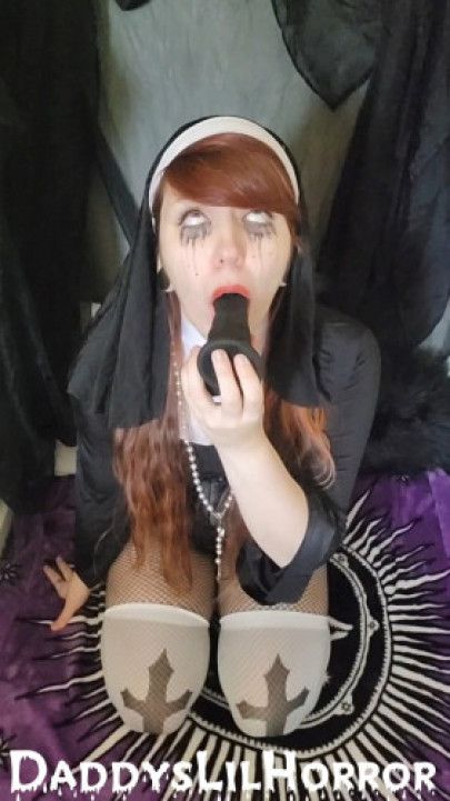 Nun Spit Fetish and Dildo Sucking