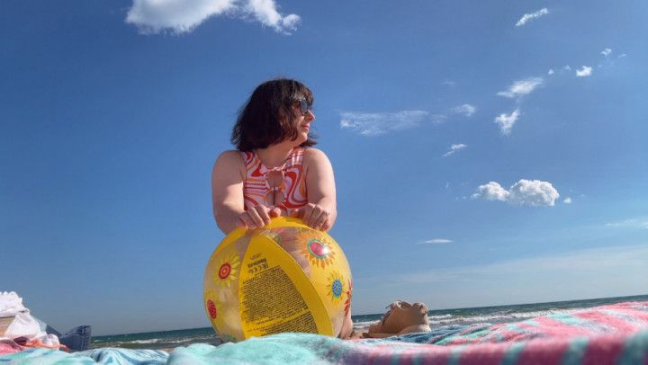 Beach  Ball Fun at the Beach with my Girlfriend