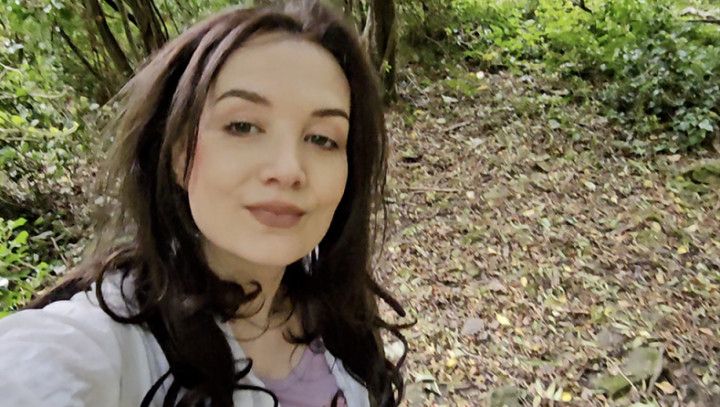 Pink upskirt wetting in the woods peeing