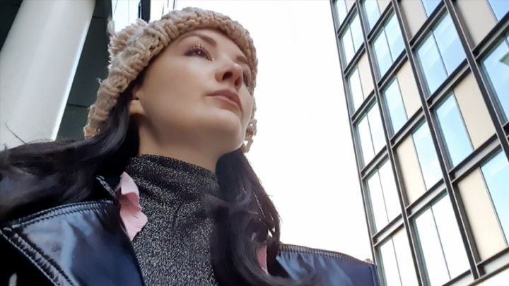 Pink dress outdoor urban wetting peeing