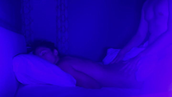 Blue Light Sensual Massage and Creampie