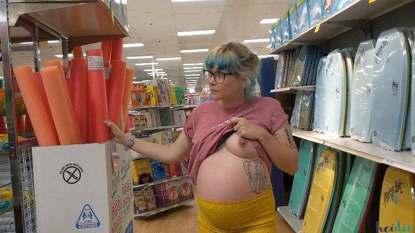 Pregnant Public Flashing at the Mall