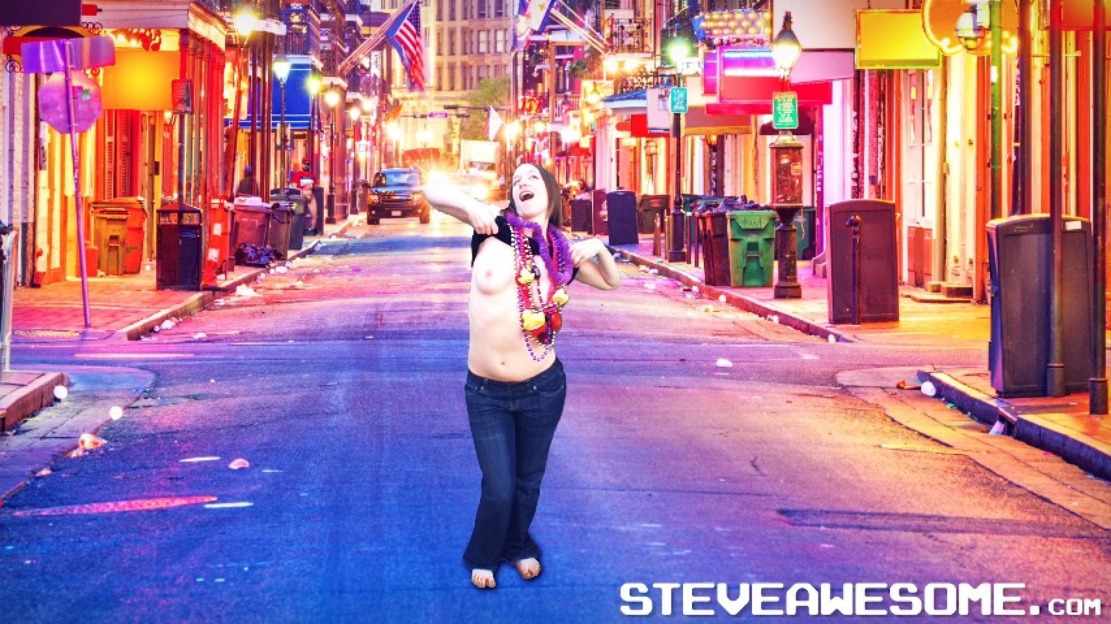 Fitness Girl Flashing At Mardi Gras &amp; Jerking Steve Awesome