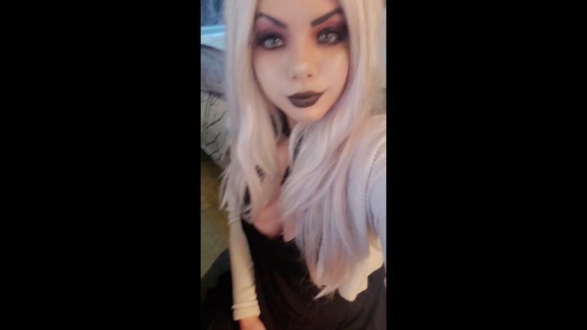 Beautiful Gothic Cosplay Girl teases in stockings