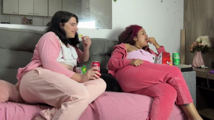 Lesbian Girls Farting and Burping While Watching Anime