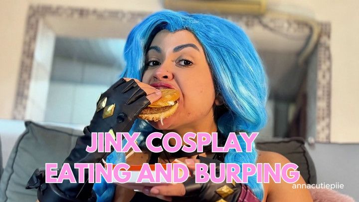Jinx Cosplay Eating McDonalds with Burps and Belly Noises