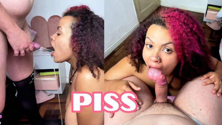 POV Sloppy Blowjob and Deepthroat with Piss in Mouth