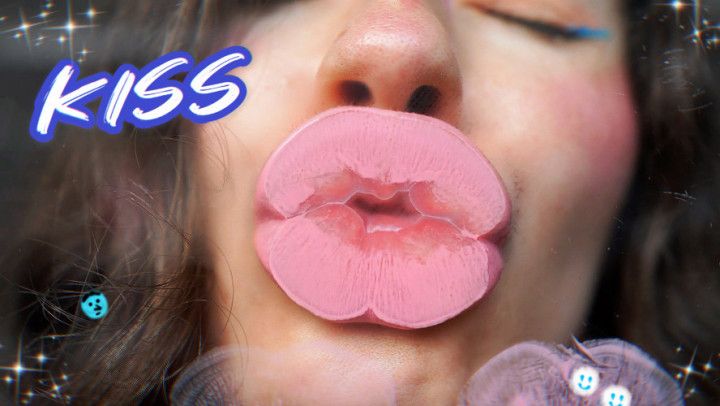 Sensual creamy pink lipgloss kiss