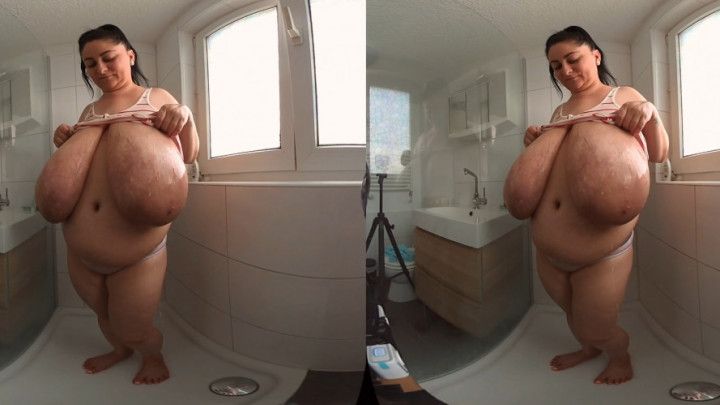 VR 180 3D - Soapy and Swinging Tits in the Shower with Alice