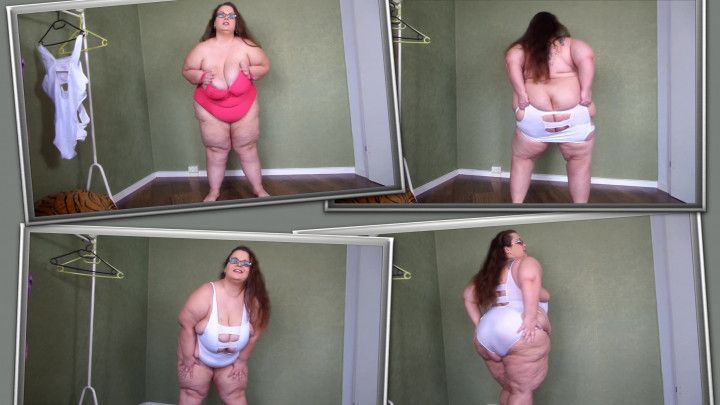 SSBBW trying on tiny swinsuits