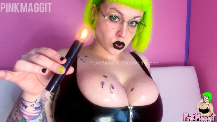 Pouring Oil &amp; Wax On Huge Goth Tits