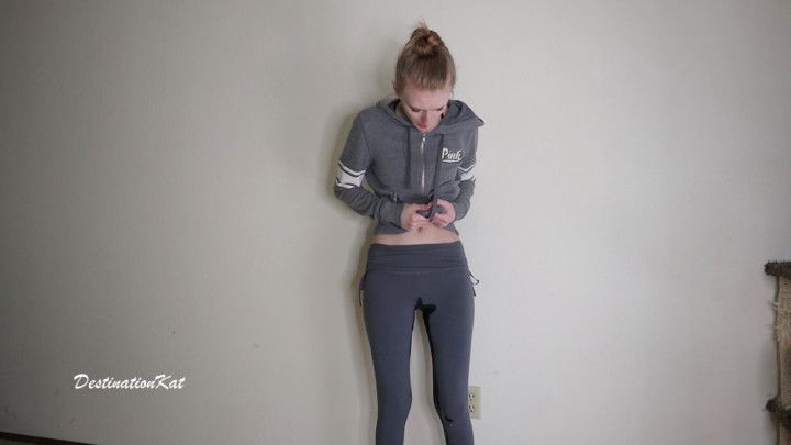 Accidentally Wetting Grey Leggings
