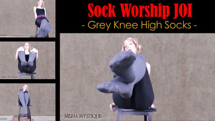 Sock Worship JOI: Grey Knee High Socks