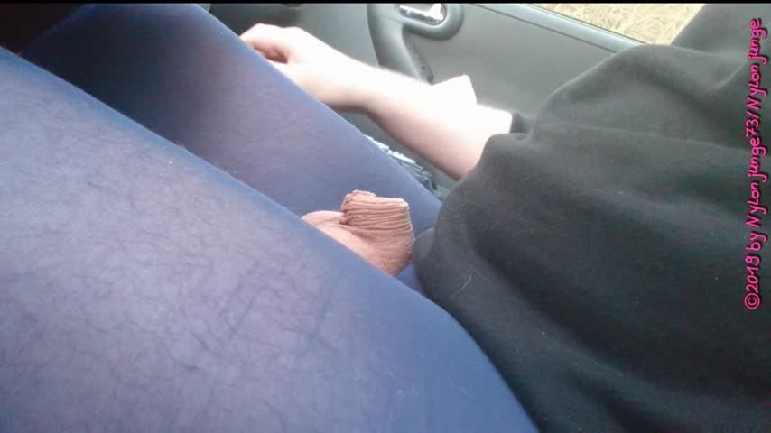 Blue tights on the dirt road