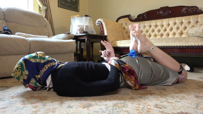 Scarf Saleswoman Hogtied &amp; Gagged