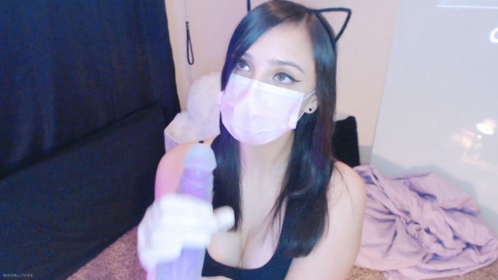 white gloves + pink mask kitten