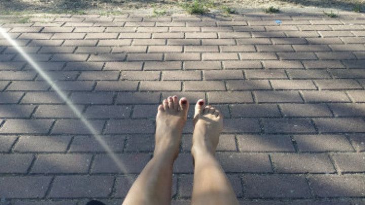 Naked feet in public park