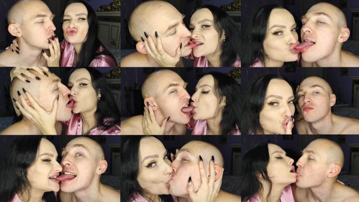 Passionate aggressive strong powerful french kisses