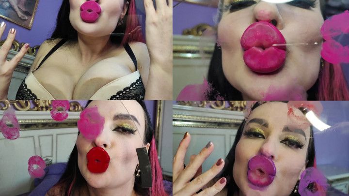 kissing and licking glass sheet