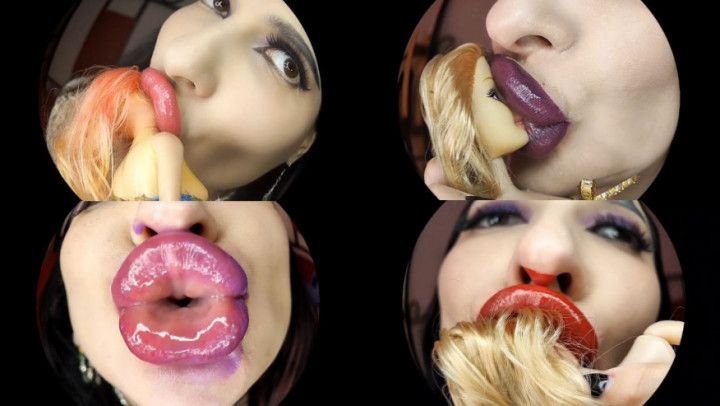 Super huge lips teasing and kissing
