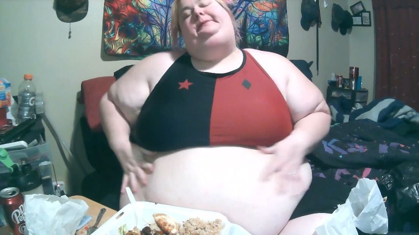 SSBBW pigging out on chinese food