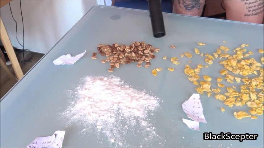 The dirty table and the vacuum cleaner