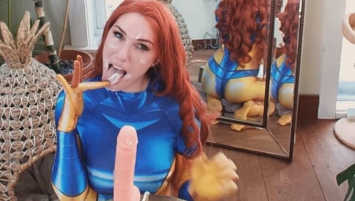 Jean Grey gives sloppy head w/ facial