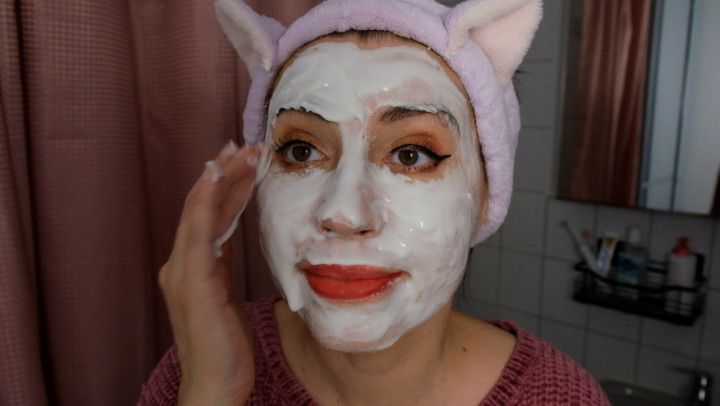 Beauty mask applying. Being cute