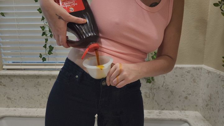 Pouring syrup down my pants