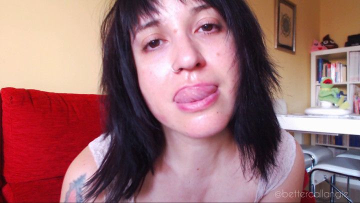 Eye contact burps and wriggling tongue