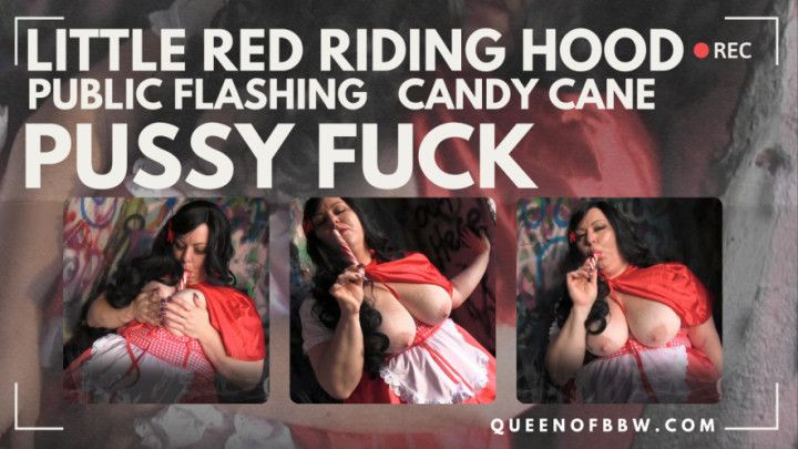 Little Red Riding Hood Public Flash Candy Cane Pussy Fuck
