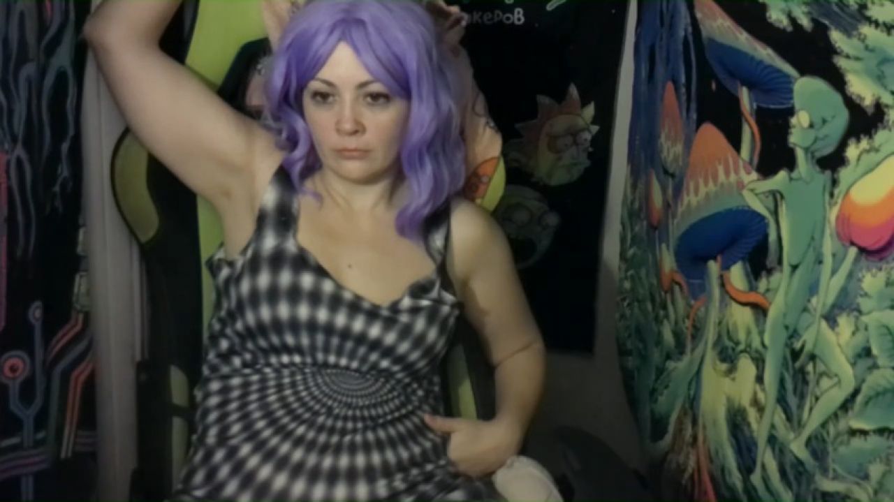 Trying on new wig